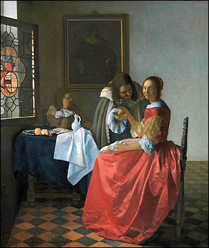 Vermeer en dame met wijnglas
